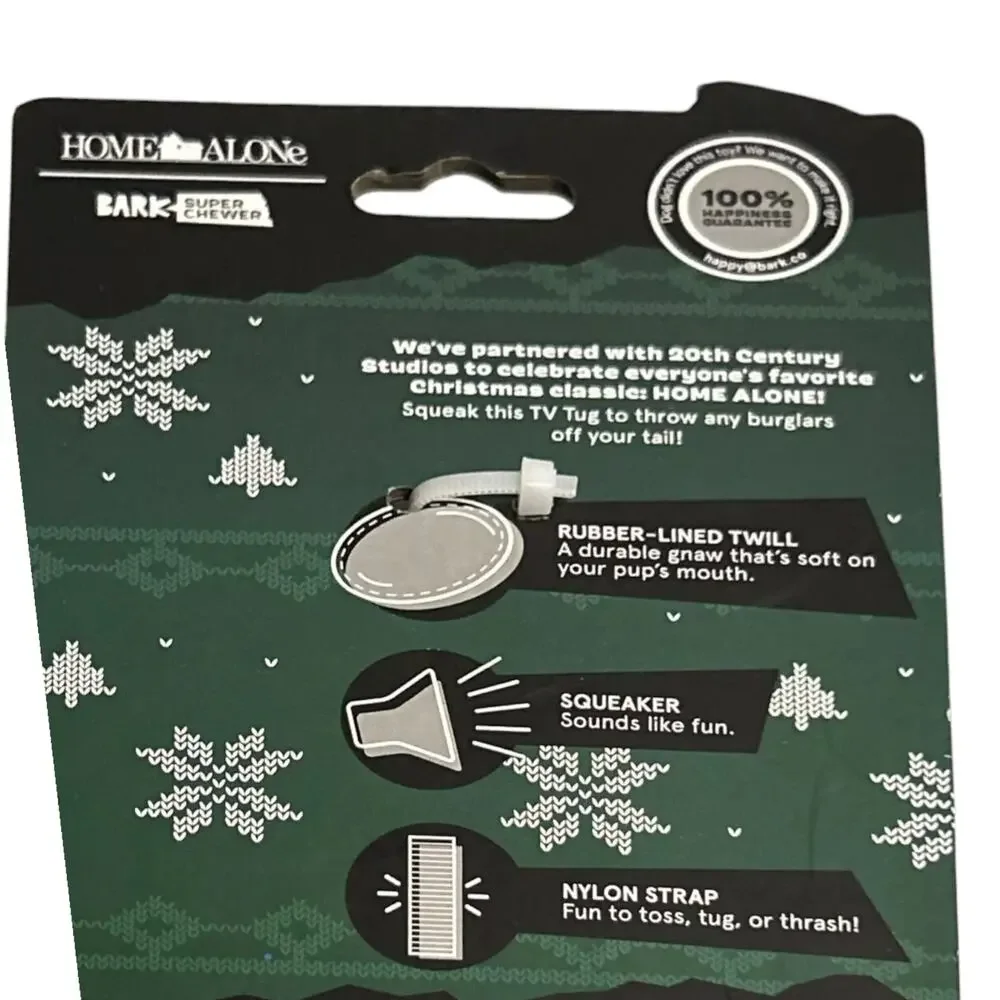 BARK Home Alone‎ Super Chewer Kevin’s TV Dog Toy No Fluff Tug Toss Squeaker